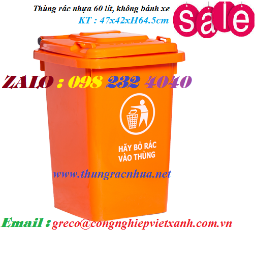 Thùng rác nhựa 60 lít không bánh xe