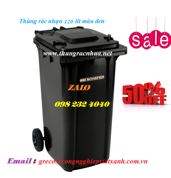 Thùng rác 120 lít màu đen
