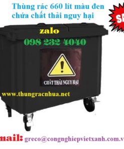 Thùng rác 660 lít màu đen chứa chất thải nguy hại