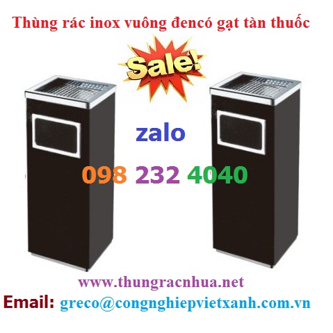 Thùng rác inox vuông màu đen