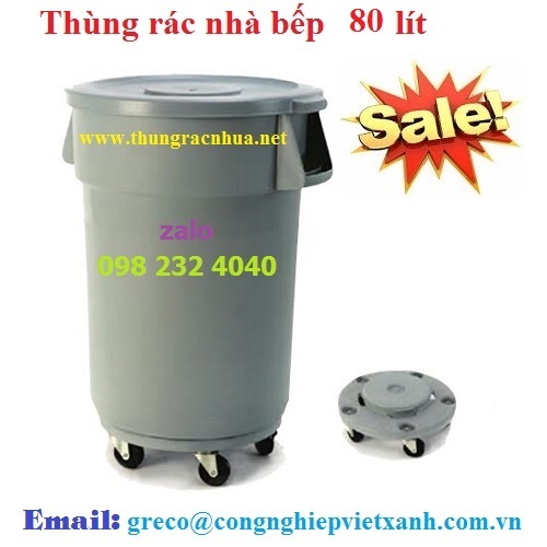 Thùng rác nhựa 80 lít để nhà bếp