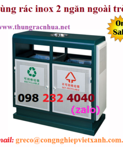 Thùng rác inox 2 ngăn ngoài trời
