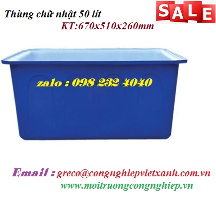 Thùng nhựa chữ nhật 50 lít 670x510x260mm