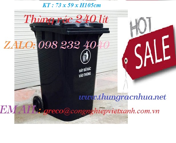 Thùng rác nhựa 240 lít màu đen