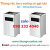 Thùng rác inox vuông có gạt tàn