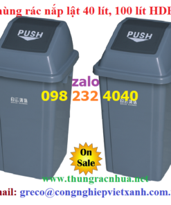 Thùng rác nắp lật 40 lít, 100 lít nhựa HDPE