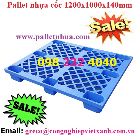Pallet nhựa cốc 1200x1000x140mm