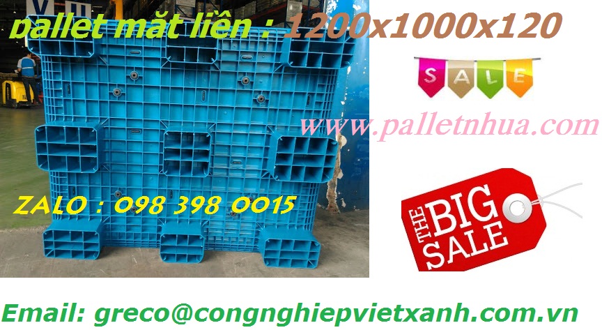 Pallet mặt liền 1200 x 1000 x H 120 mm