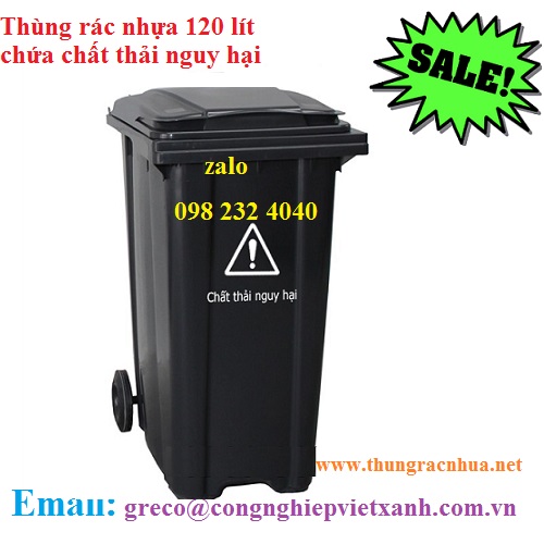 Thùng rác 120 lít màu đen