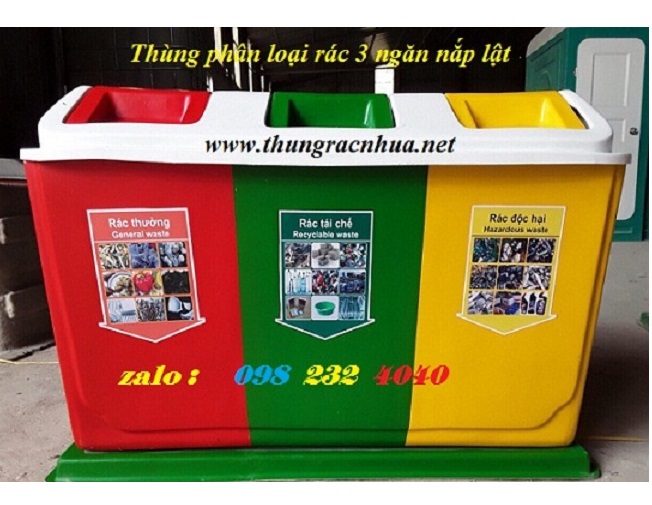 thùng phân loại rác 3 ngăn
