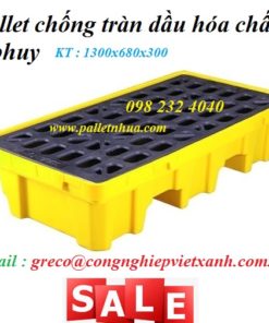 Pallet chống tràn dầu hóa chất loại 2 thùng phi