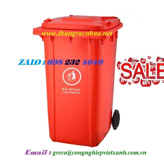 Thùng rác nhựa 240 lít màu đỏ