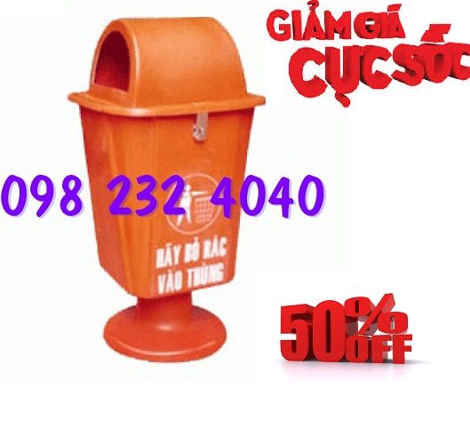 Thùng rác 50 lít hở bên hông, chân nhựa