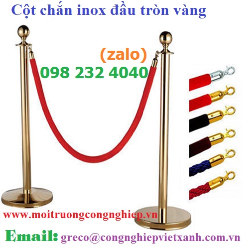 cột chắn inox đầu tròn vàng
