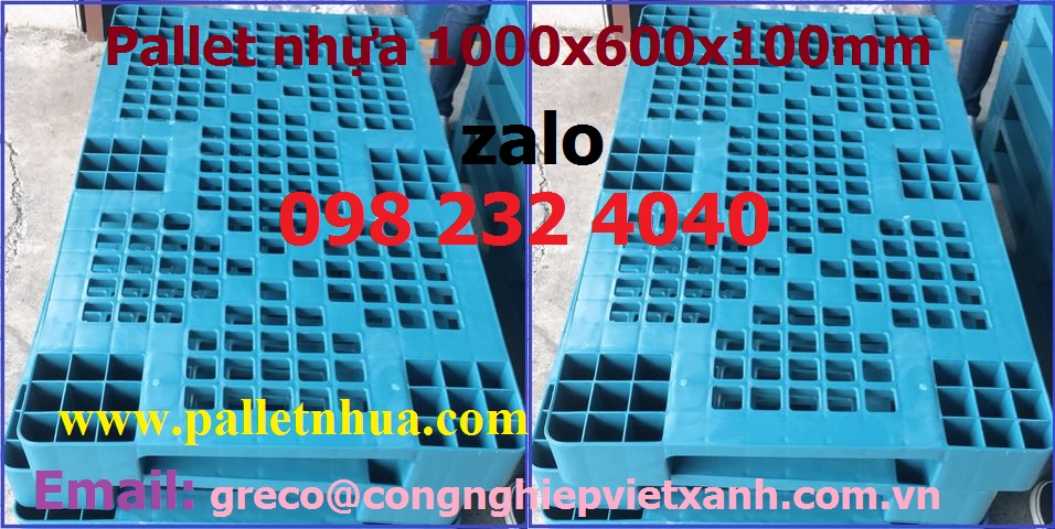 Pallet nhưa xanh 1000x600x100mm
