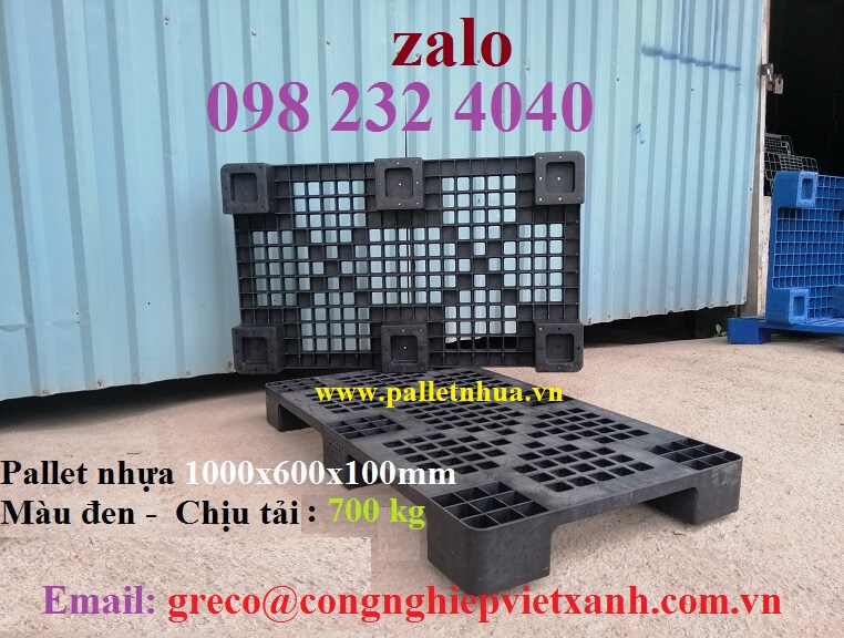 Pallet nhưa đen 1000x600x100mm
