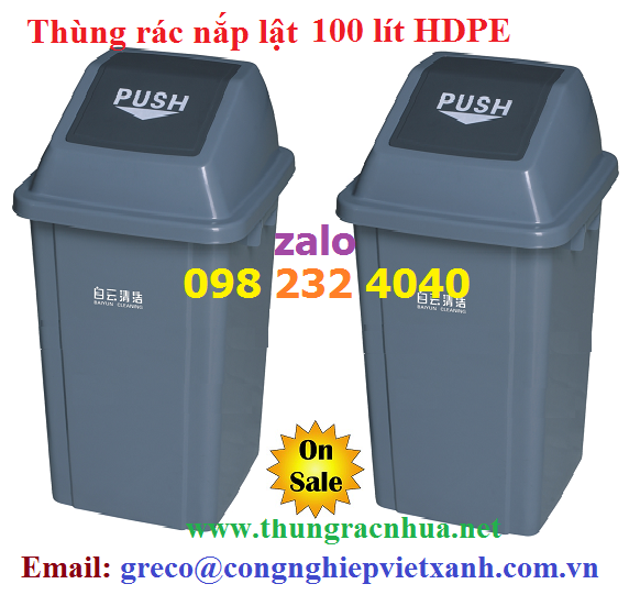 Thùng rác nắp lật 40 lít, 100 lít nhựa HDPE