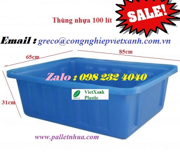 Thùng nhựa chữ nhật 100 lít