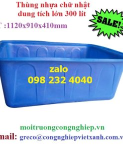 Thùng nhựa chữ nhật dung tích 300 lít