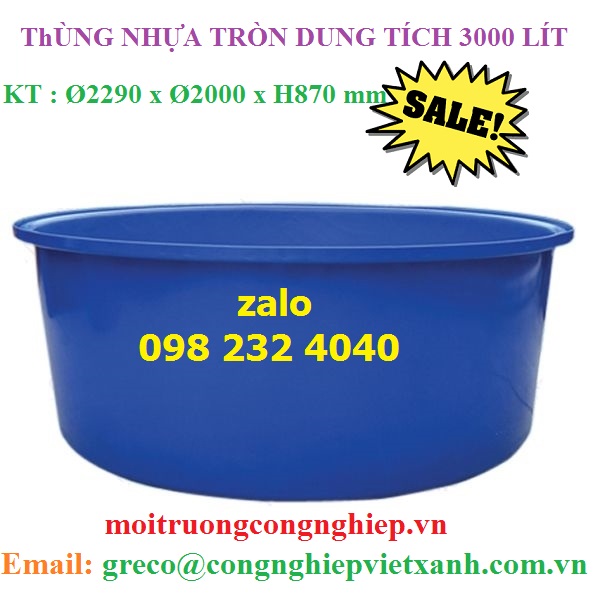 Thùng nhựa tròn 3000 lít