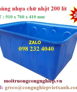 Thùng nhựa chữ nhật dung tích 200 lít