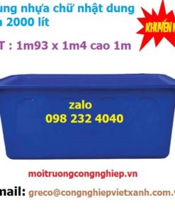 Thùng nhựa chữ nhật dung tích 2000 lít