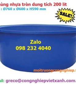 Thùng nhựa tròn dung tích 200 lít