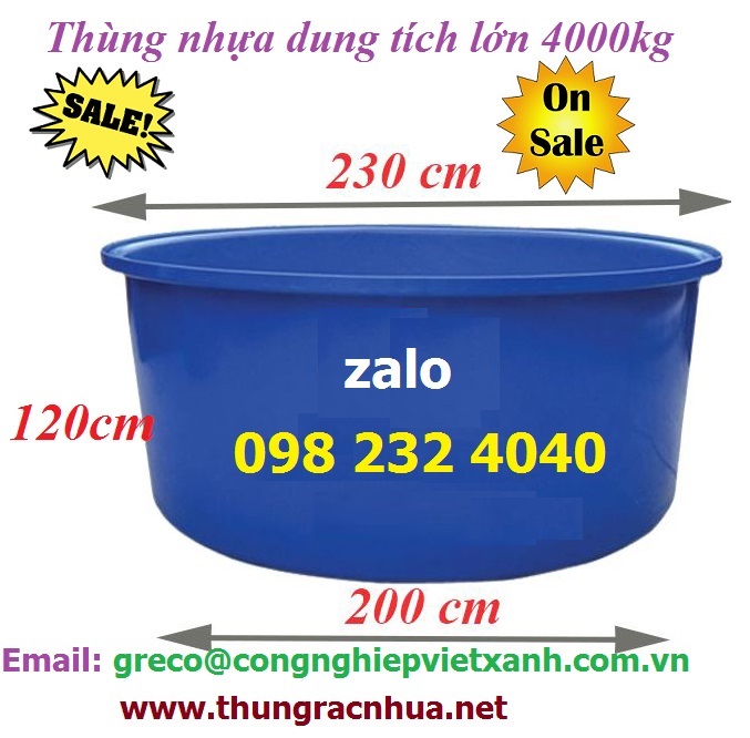 Thùng Nhựa Tròn Dung Tích Lớn 4000L