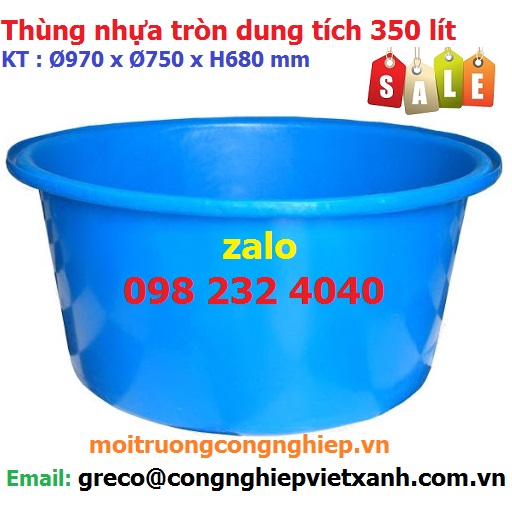 Thùng nhựa tròn dung tích 350 lít