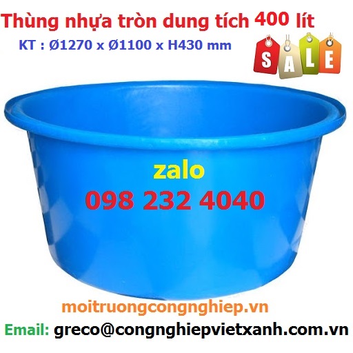 Thùng nhựa tròn dung tích 400 lít