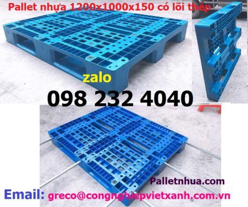 Pallet nhựa 1200x1000x150 có lõi thép