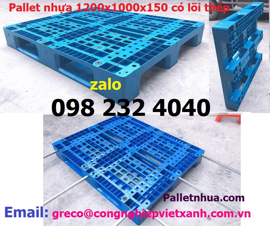 Pallet nhựa 1200x1000x150 có lõi thép